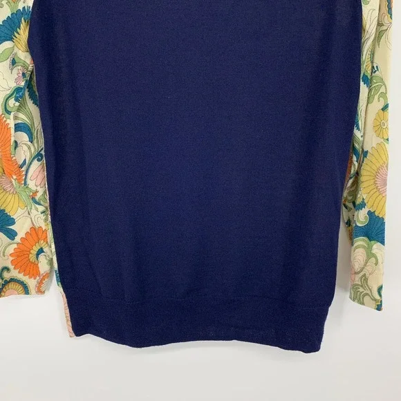 J.Crew Sweater Womens Size Small 100% Merino Wool Paisley Floral Crew 3/4 Sleeve - Picture 8 of 8